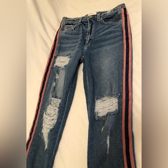McGuire Damn Fine High Rise Side Striped Cropped Raw Hem Jeans 246D Size 27 - Picture 15 of 16